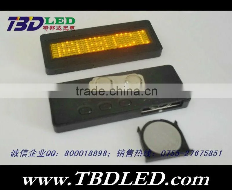 WHITE oem logo,display Graphic led name mini badge/led sign , mini led name badge