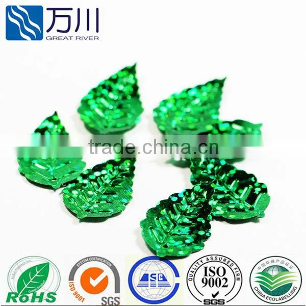 Green Bulk Color Loose Sequin in Leaf Shape in 2014 New Design