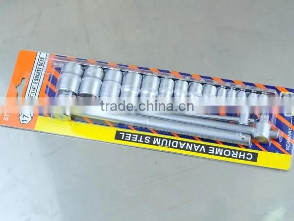 17PCS E SOCKET SET 1/2"&3/8"&1/4"DR