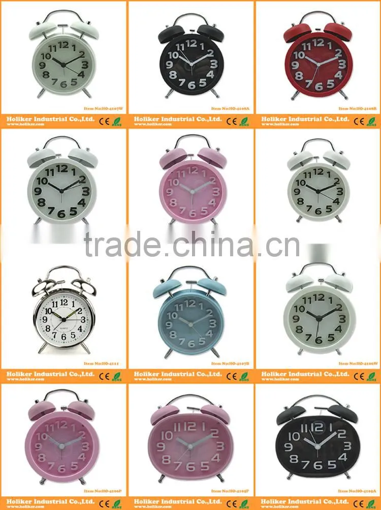 heart shaped metal twin bell alarm table clock