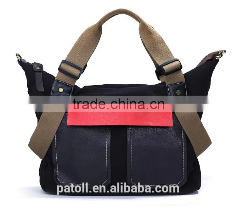 Summer color fashion style canvas tote bag leather handle