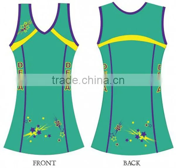 Sexy netball dress color orange design oem
