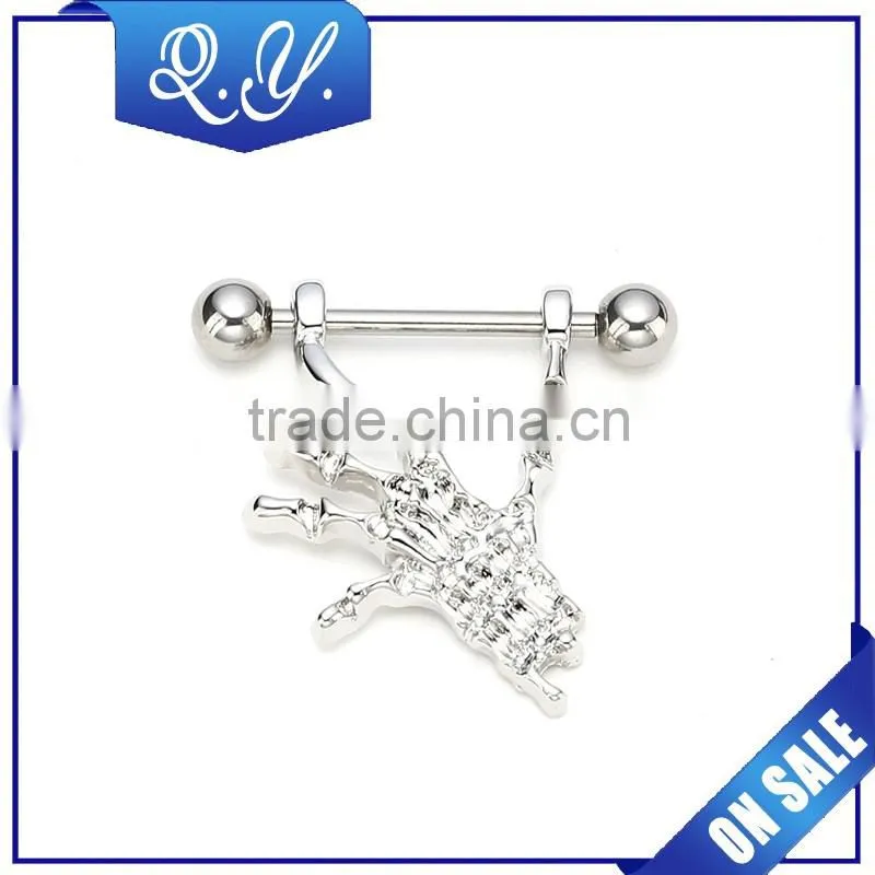 Heart shaped vibrating nipple rings