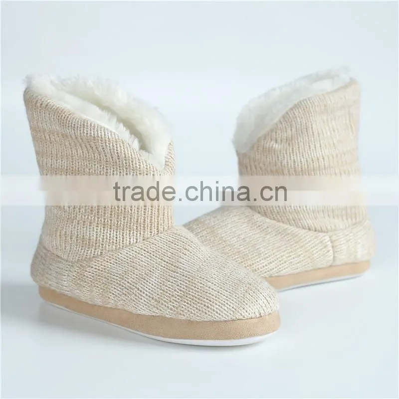 Ladies plush with shine print slipper boots
