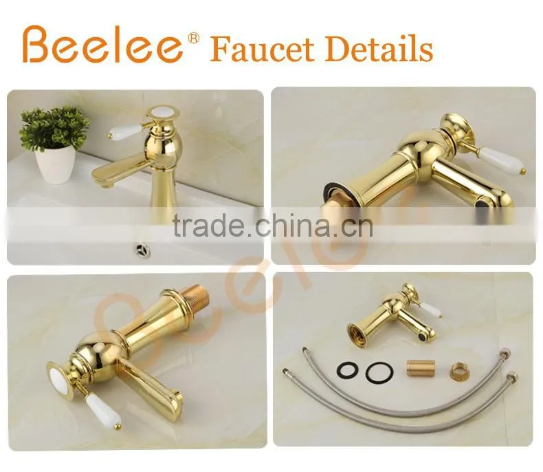 Single Lever Basin Mixer Luxury Golden Water Faucet