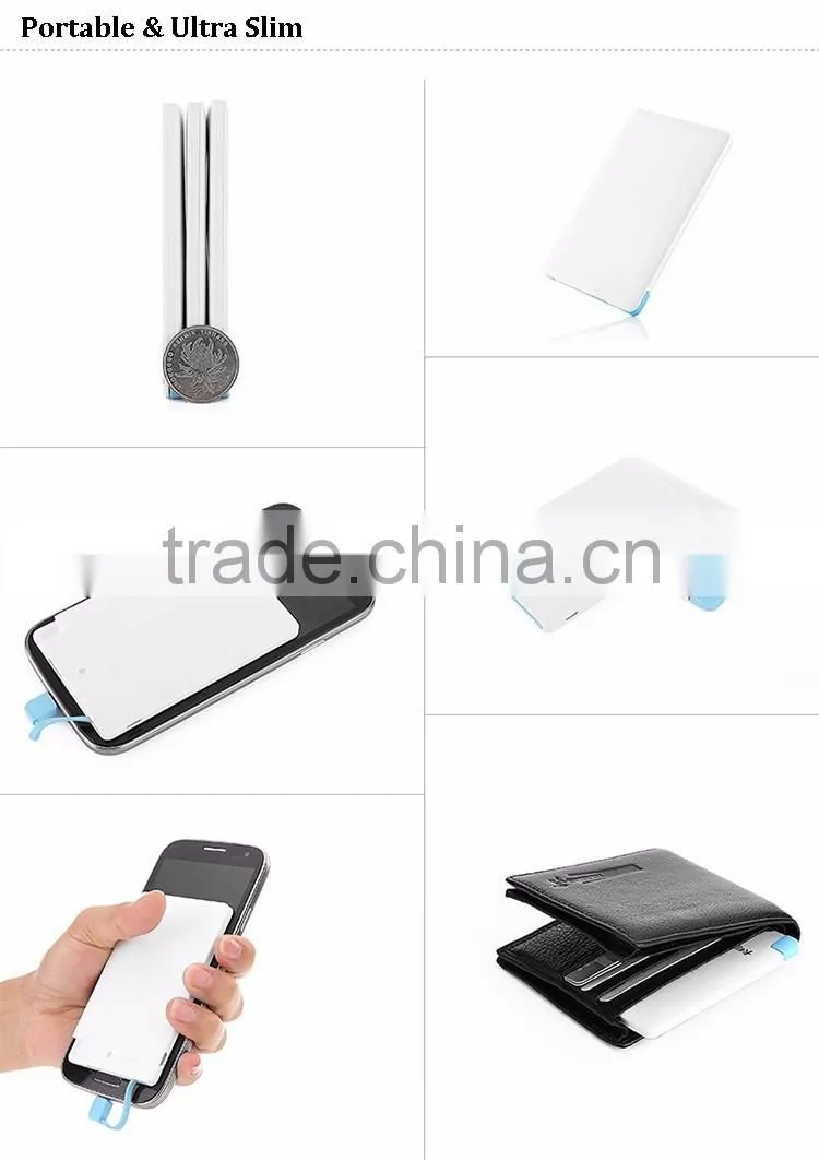 2016 Fast charging Ultra slim power bank Credit card size power bank