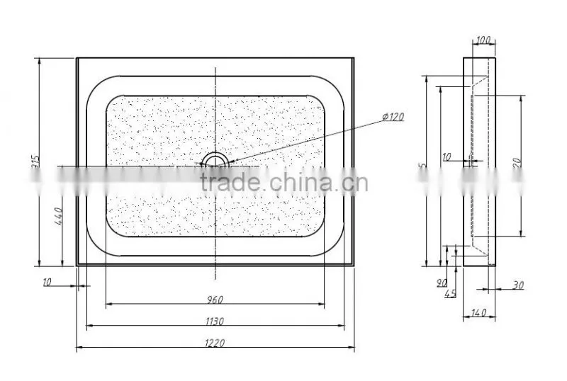 cUPC 3 side aclove tile flange shower tray,shower trays,usa shower base