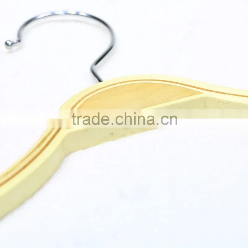 Wooden clothing hanger with non-slip film