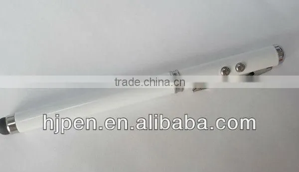 High Quality White Metal Touch Pen Led Light Pen Multifunction Pen