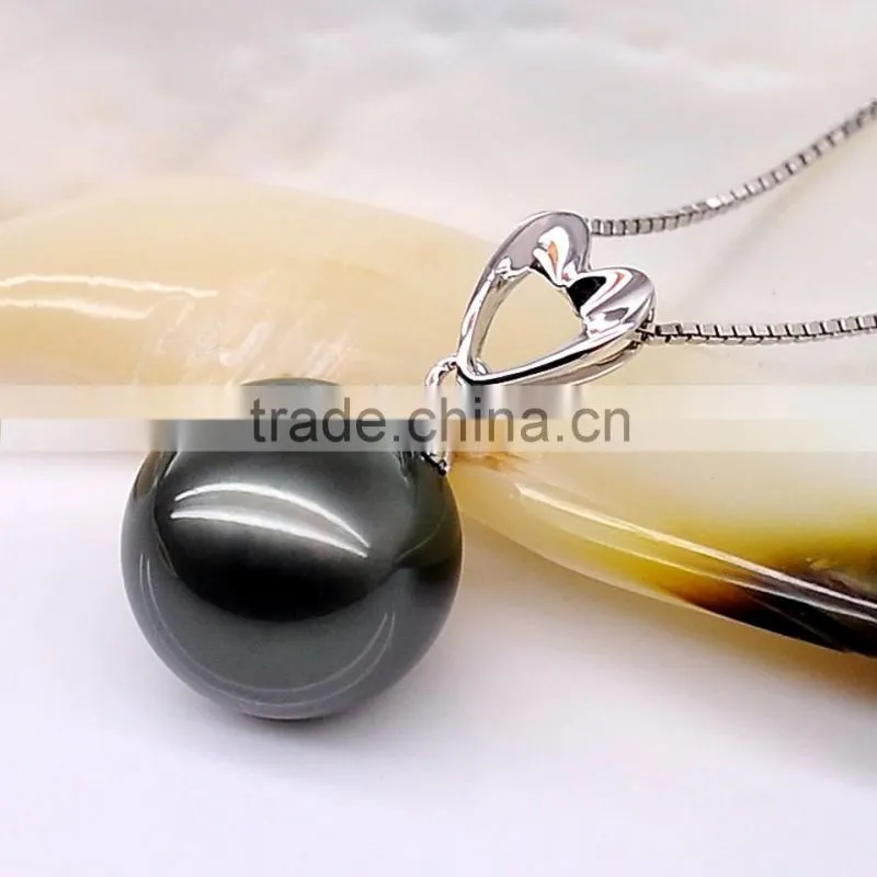low price real natural 11--12mmtahitian black pearl necklace pendant
