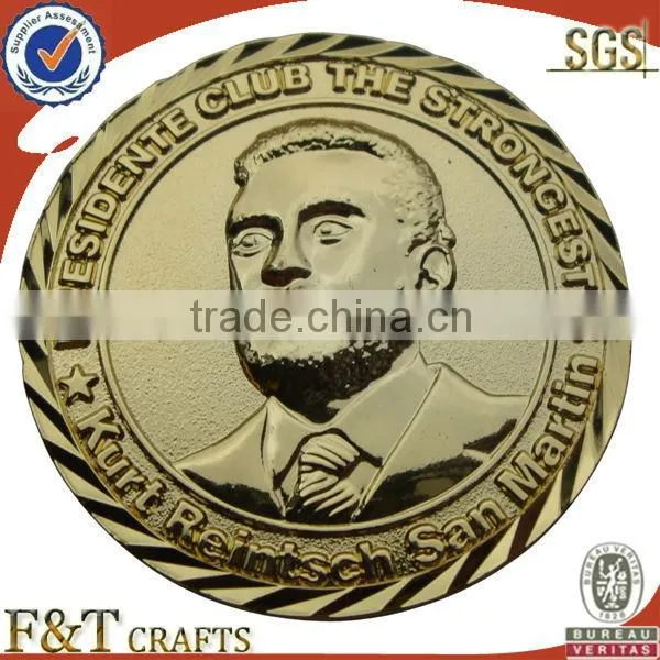 Custom metal fake gold souvenir coin with flower