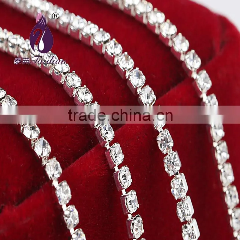 ss10 2.7-2.8mm silver Single row Rhinestone cup chain for Bags,Shoes,Garment Decoration