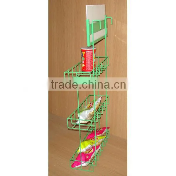 metal wire hanging potato chips display stand with modern design