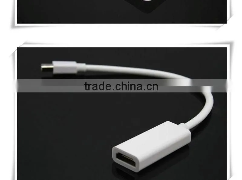 23cm white color mini displayport to HDMI adapter cable