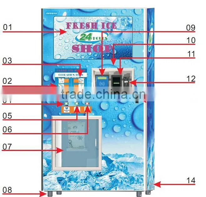 Energy Saving Convenient Multifunction Self-Service Ice Vending Machine For Bagged Ice Or Bulk Ice