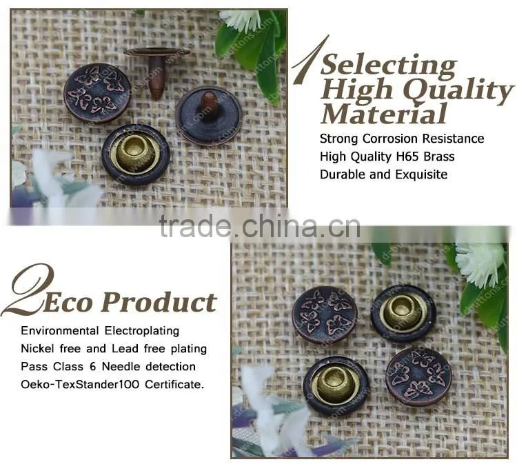 9mm oeko-tex100 antique copper metal rivets for leather bags