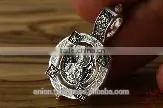 Silver 925 Round Pendant Icon of St. Mary. Russian Style.