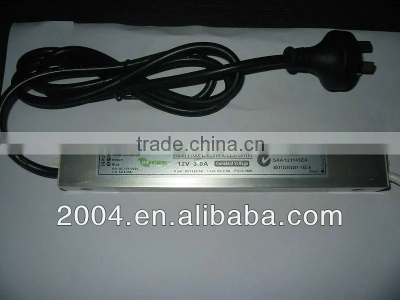 Waterproof LED Driver 36W 12V IP67 Power Supply PFC