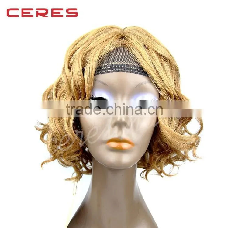 Ombre lace front Wig Cheap Fashion Female Beauty Two-tone Human Hiar Wigs African American Short Curly Wig For Black Women