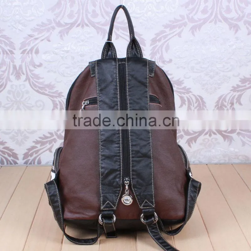 Alibaba factory supplier PU camoflage pattern leather backpack school bag