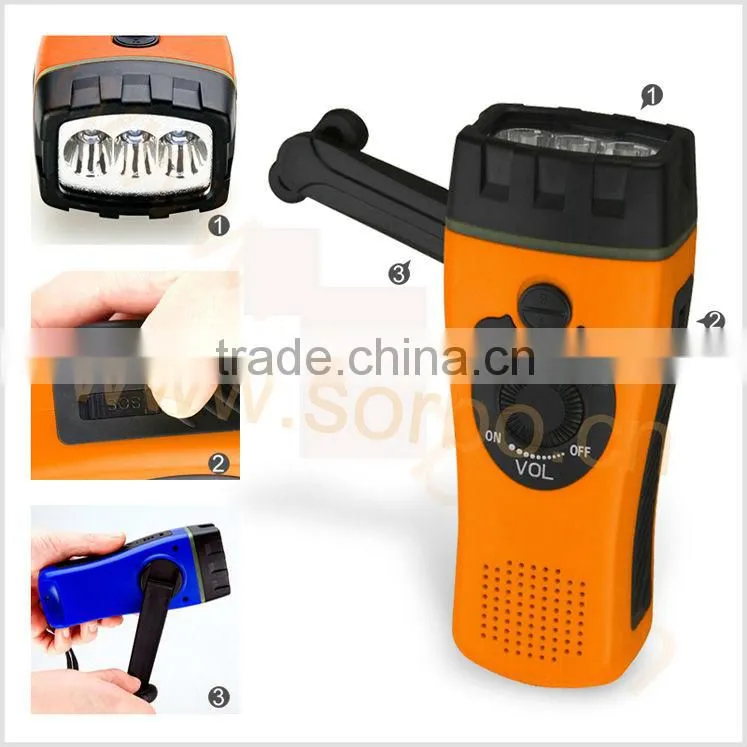 Portable Hand Crank FM Radio Flashlight