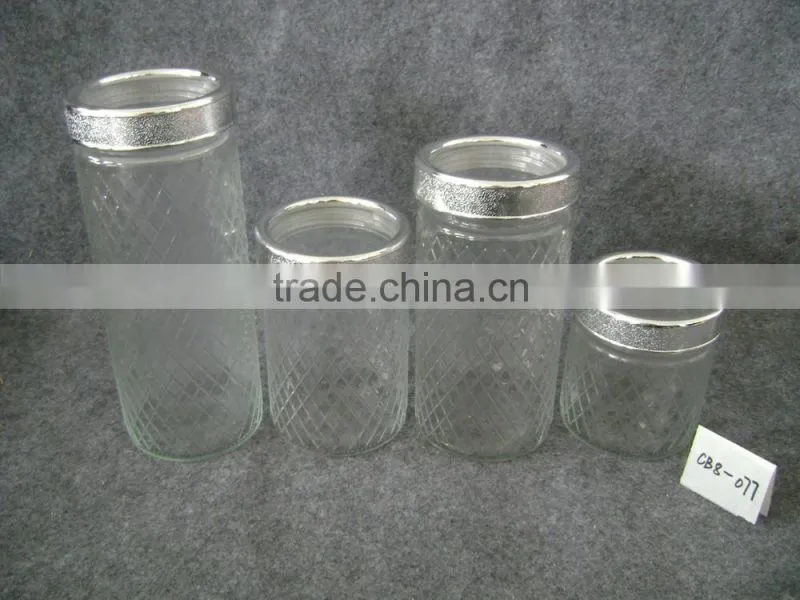Frost glass jar with lid