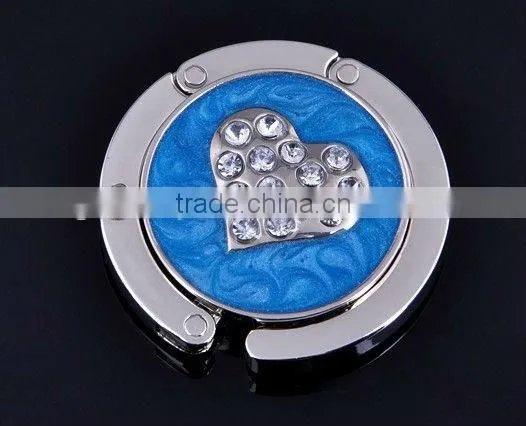bag hanger with crystal heart,handbag snap clips bag decorative chain