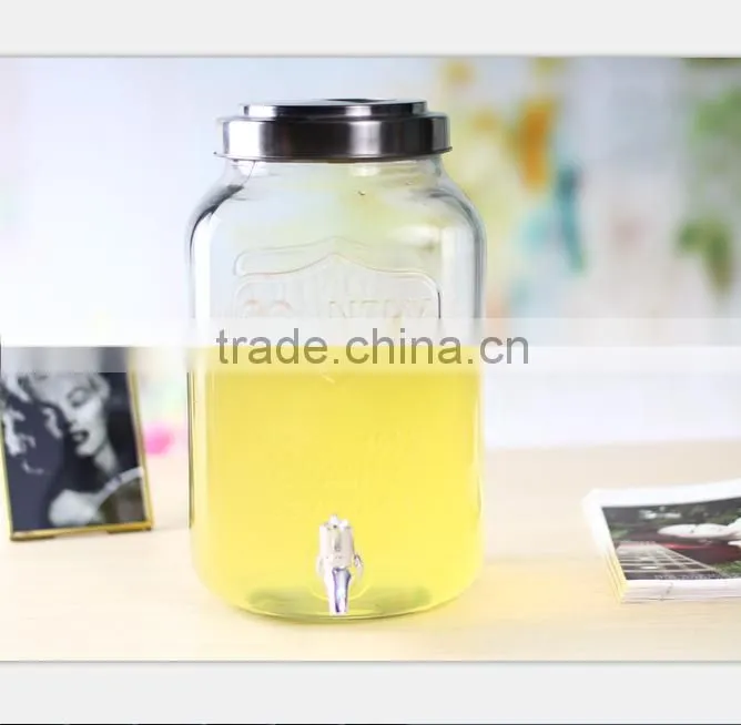 Glass dispenser with tap and cover