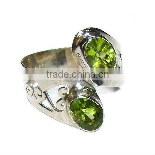 .925 Sterling Silver Faceted Semi Precious Citirne Stone Ring