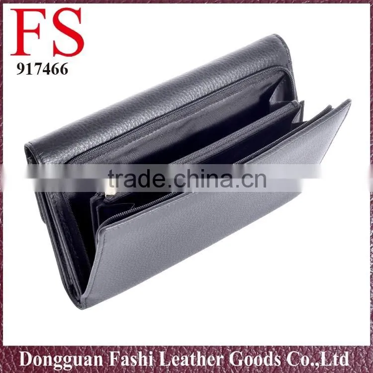 Women Long black High Quality Leather Wallet