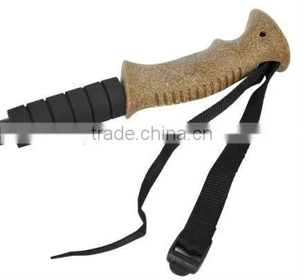3 section aluminum telescopic cork wood rubber adjustable trekking pole nordic wooden walking stick