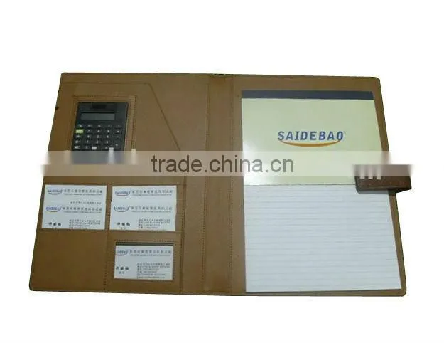 High quality mangetic business leather portfolio/folder with calculator