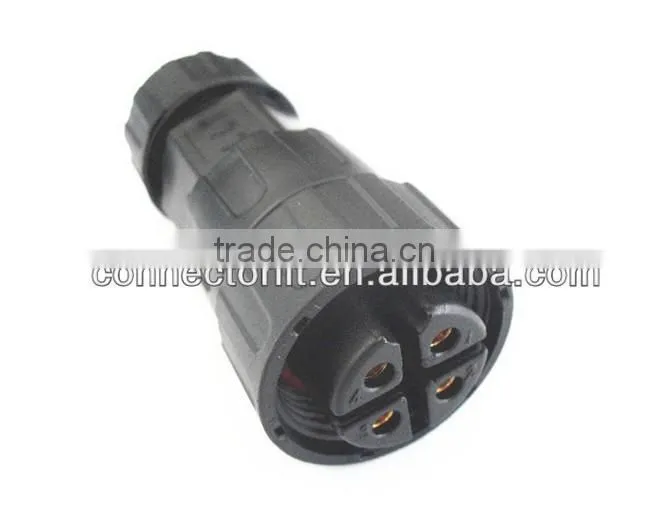 4 pins panel front mounted male socket with female plug waterproof connector