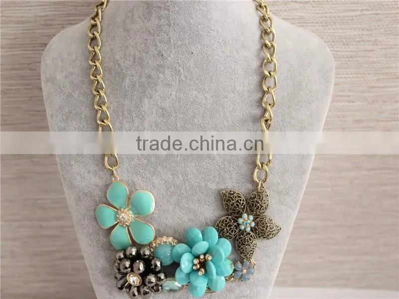 Crystal jewelry necklace, flower choker necklace, Fashion Necklace Gold Necklace