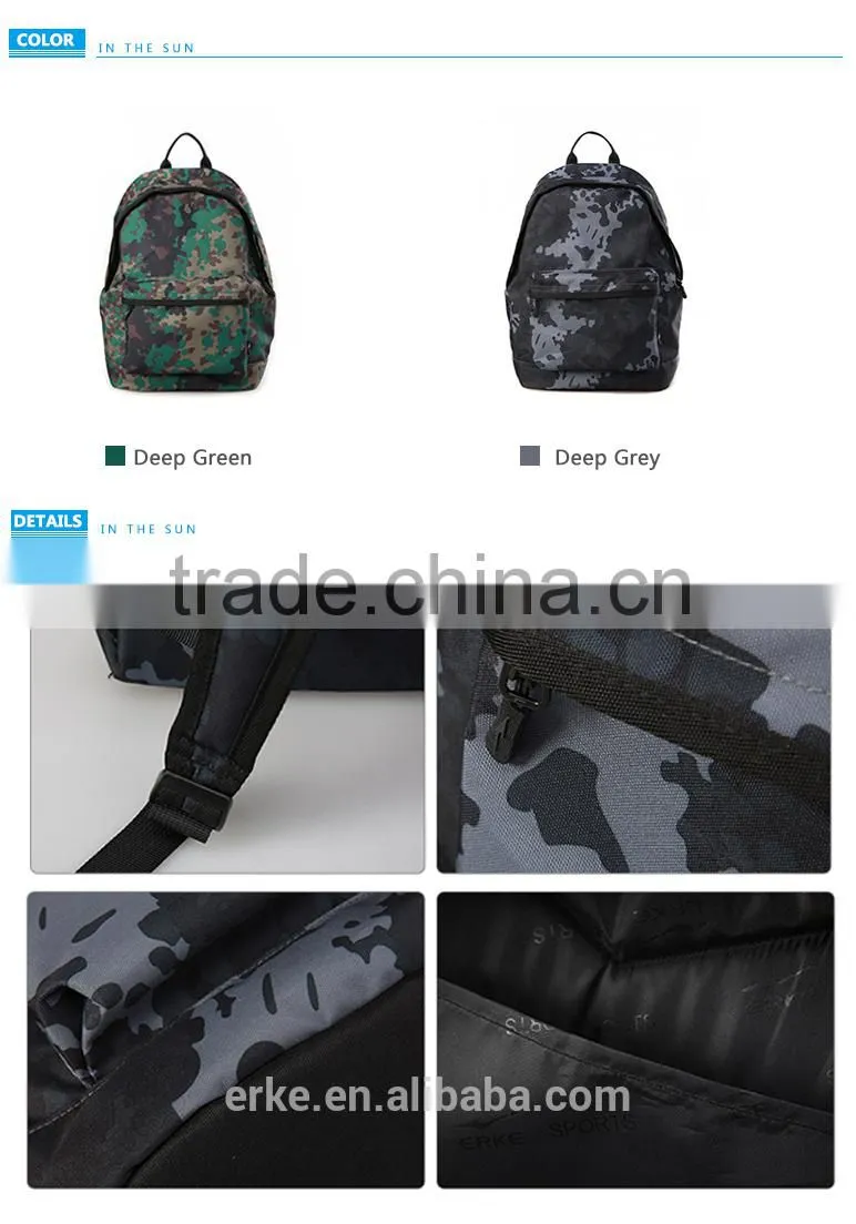 ERKE Ultra-functional backpack school backpack daypack Casual Camouflage Patterns Grid Stripe Printing, Lining :100% Polyester