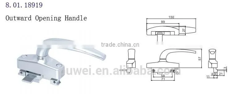 Aluminum Window Parts External Opening Window Lock Handle Casement Window Lock Handle