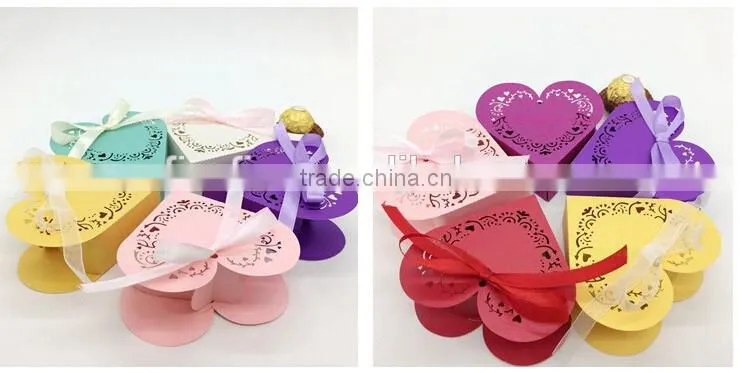 Cut heart shape laser cut paper favor boxes wedding favor box
