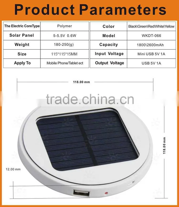 Portable and durable Shenzhen workingda 8000mah solar power bank