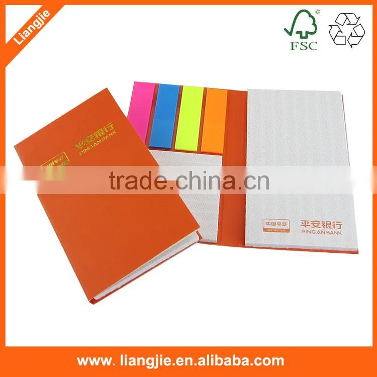 Hard-cover Sticky Notepad/Memo pad with pen hole