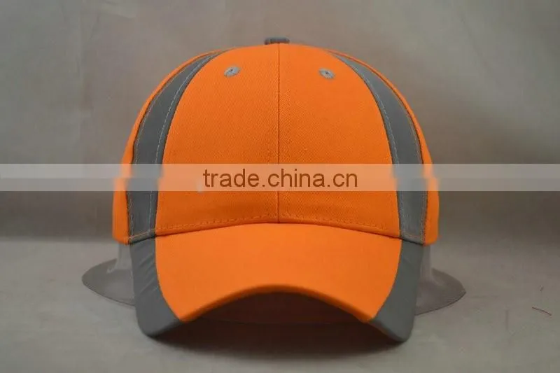 3M light-reflecting neon orange cap 8 panels cap 58cm for adult with velcro adjust back.