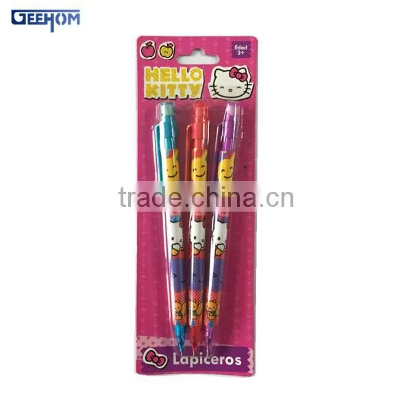 cute cartoon printed 3 pack mechanical pencil