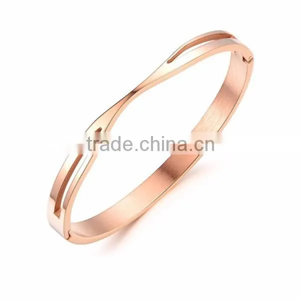 holesale wedding rose gold jewelry unique design polishing cuff bangle for women