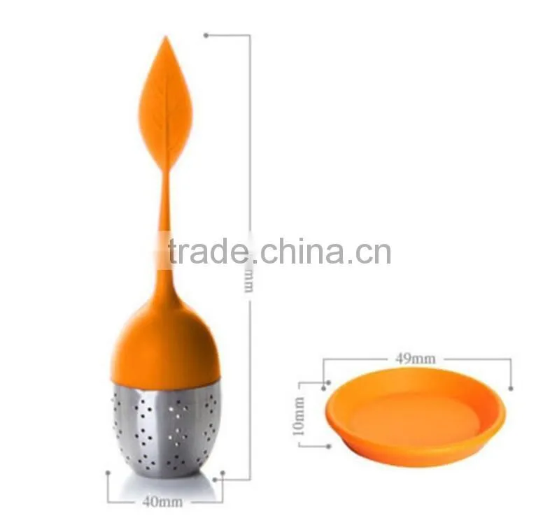 BPA Silicone And Stainless Steel Tea Infuser Leaf Strainer Silicone Leaf