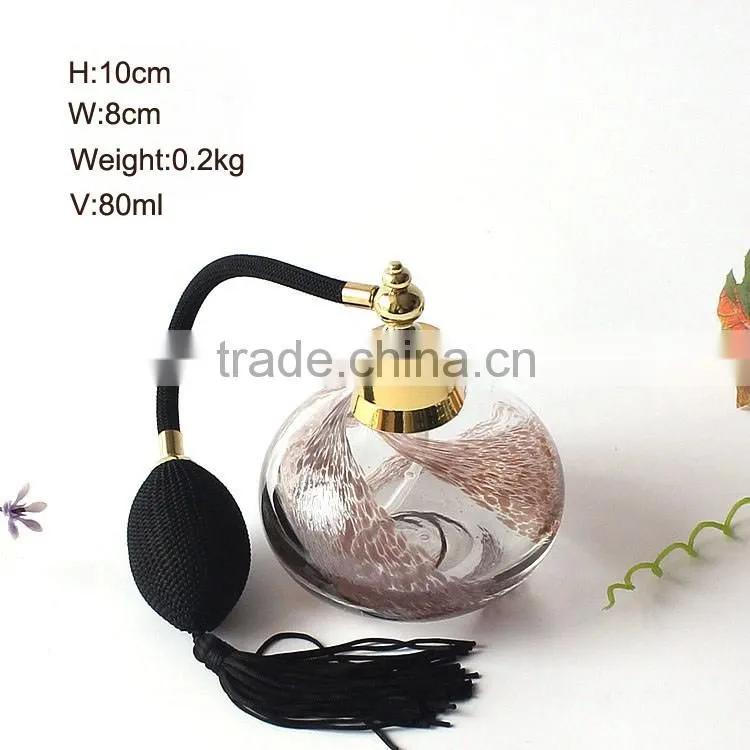 2016 Factory Wholesale High Grade Hand Blown Air Bag Pump Perfume Glass Bottle 80ml