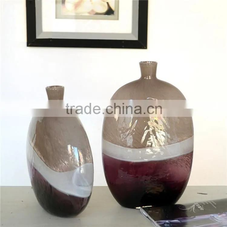 New designed mouth blown purple round arts murano glass vase