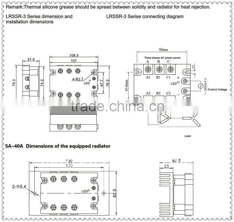 Triple phase solid state relay SSR-3DA/3AA heat sink with Fan