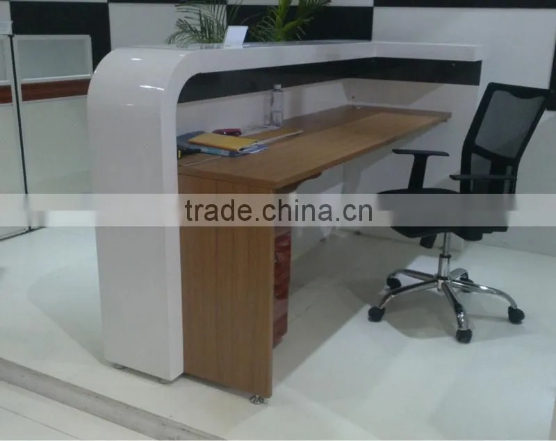 Modern style solid surface reception desk, white glossy bank front desk