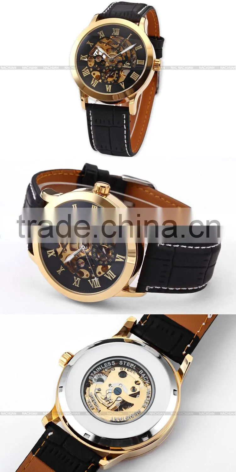 Mens Luxury Roman Dial Automatic Mechanical Stainless Steel Skeleton Sport Watch