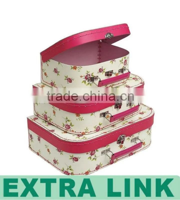 Custom Royal Metal Handle Cardboard Mini Suitcase Storage Box