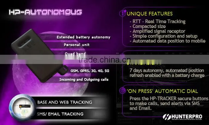 ASSETS TRACKER. 22 DAYS BATTERY, EASY TO STASH, GSM(SMS) / GPRS,3G,4G(INTERNET) GPS UNIT (HP-AUTONOMOUS),